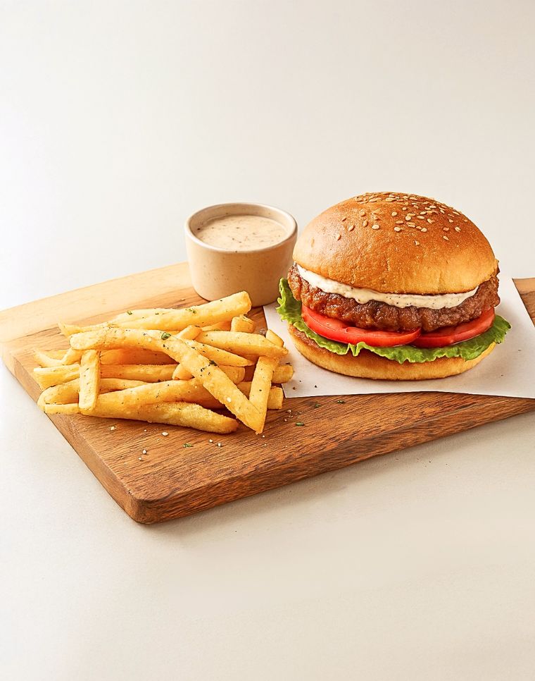 The Coffee Club Beyond Burger with Truffle Sauce and Truffle Fries